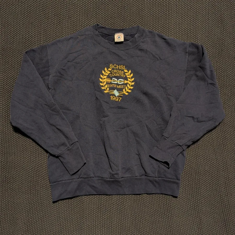 Delta Sweatshirt Mens Large Navy Blue 1997 SCHSL Cross Country State Meet USA