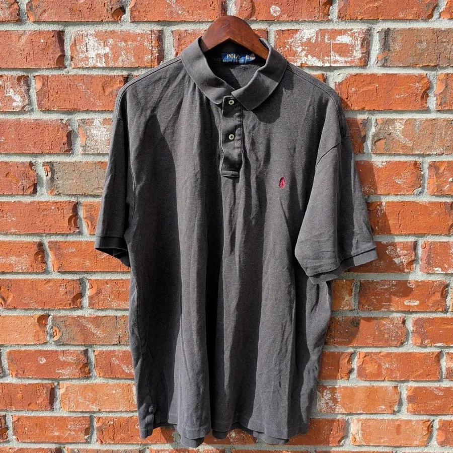 Polo Ralph Lauren Polo Shirt Mens XLT Grey Short Sleeve Red Pony Embroidery