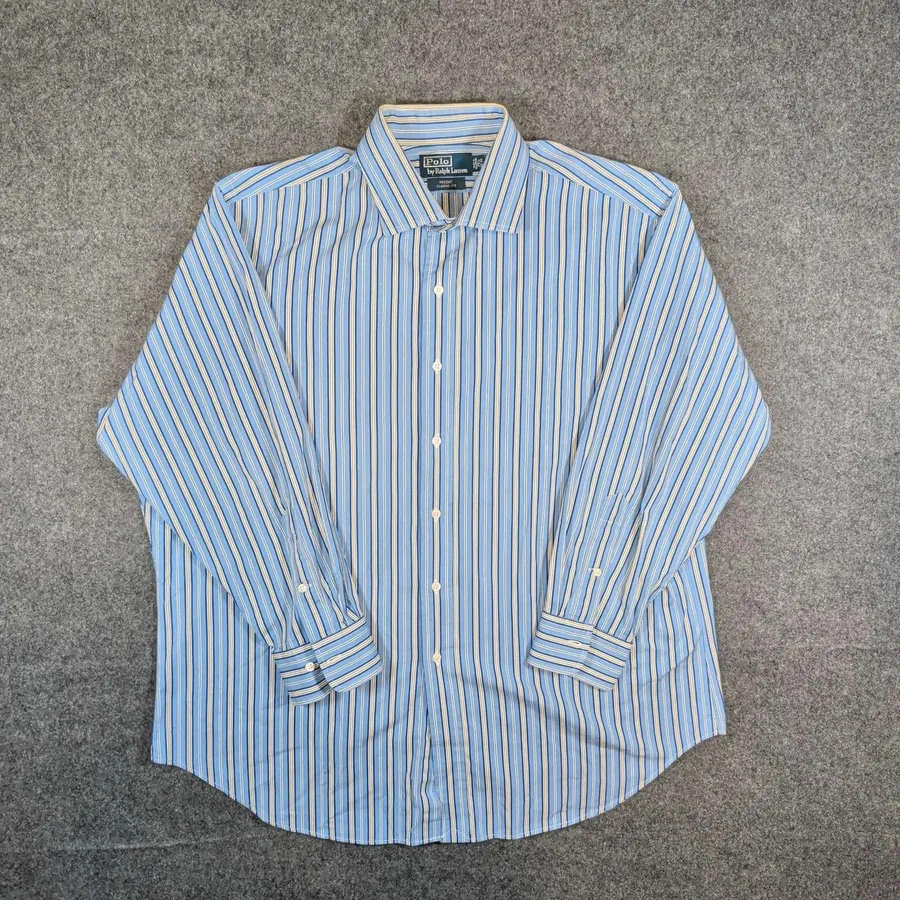 Polo Ralph Lauren Button Down Mens 17.5 Blue Regent Classic Fit Striped Shirt