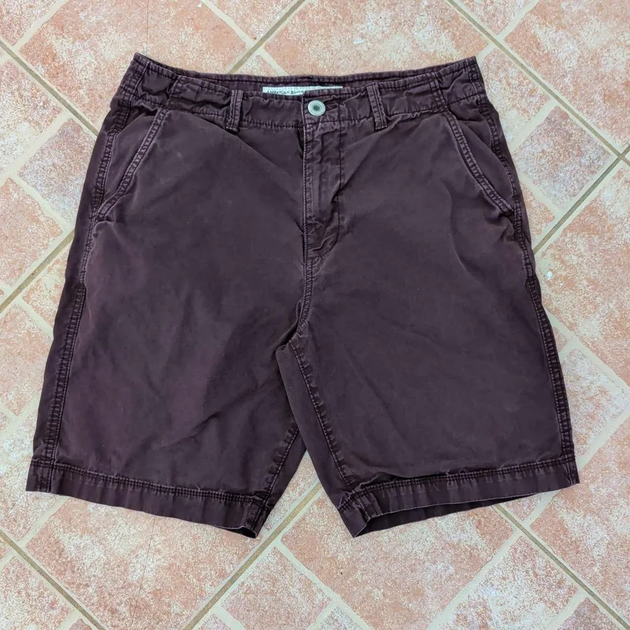 American Eagle Chino Shorts Mens 32 Burgundy Classic Fit Flat Front
