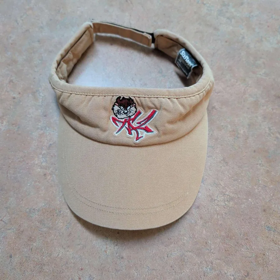 Six Flags Looney Tunes Taz Visor Mens OSFA Tan 2003 Tasmanian Devil Embroidered