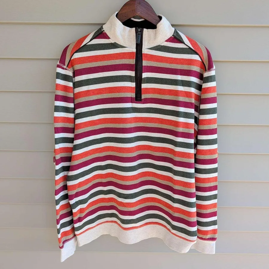 Cremieux Quarter Zip Pullover Mens Large Multi Color Striped Supima Cotton