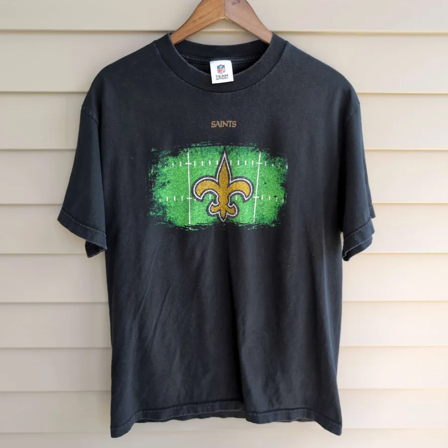 NFL Team Apparel New Orleans Saints T-Shirt Mens L Black Football Graphic Tee