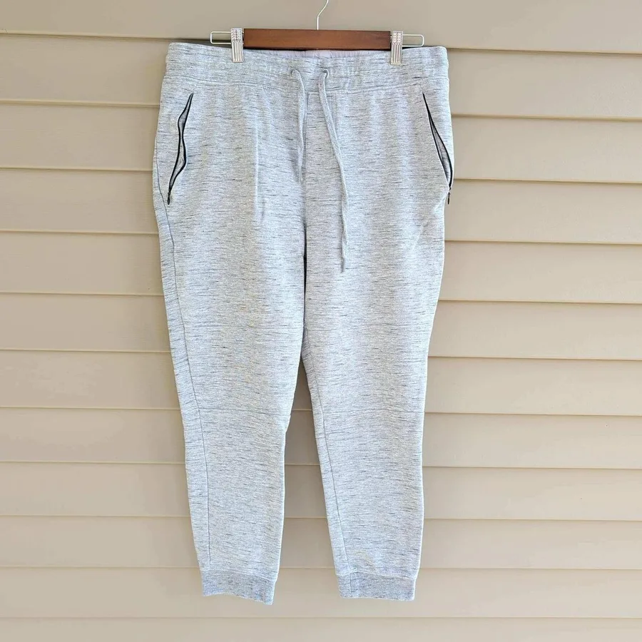 On The Byas Joggers Mens Large Grey Space Dye Drop Fit Zipper Pockets