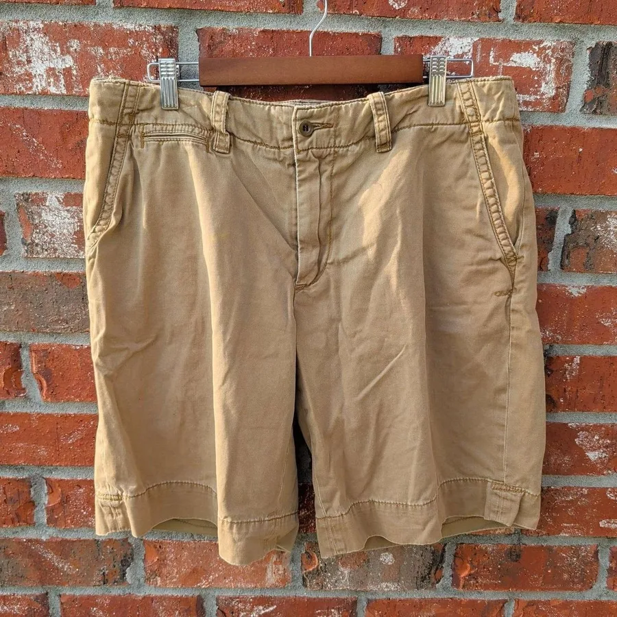 Polo Ralph Lauren Chino Shorts Mens 34 Tan Khaki Cotton Twill Flat Front 10in