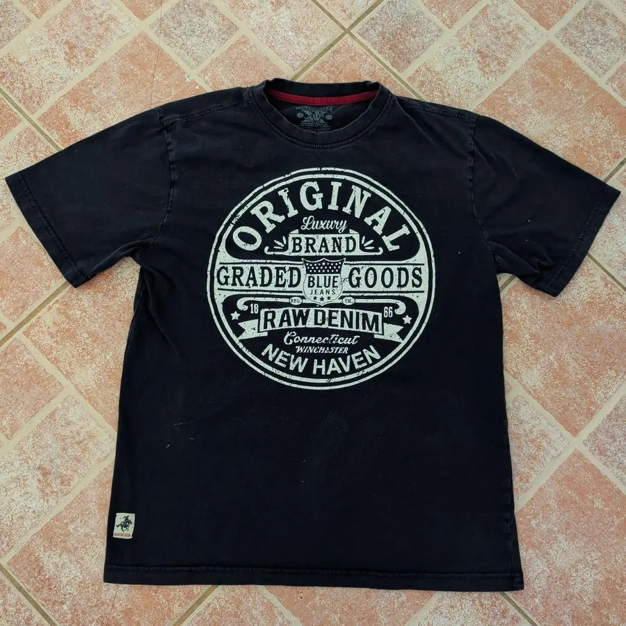 Winchester Graphic T-Shirt Mens XL Black Raw Denim Print Short Sleeve Tee