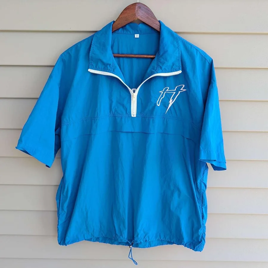 Heemadisa Windbreaker Mens Medium Blue Short Sleeve Stay Exclusive Quarter Zip