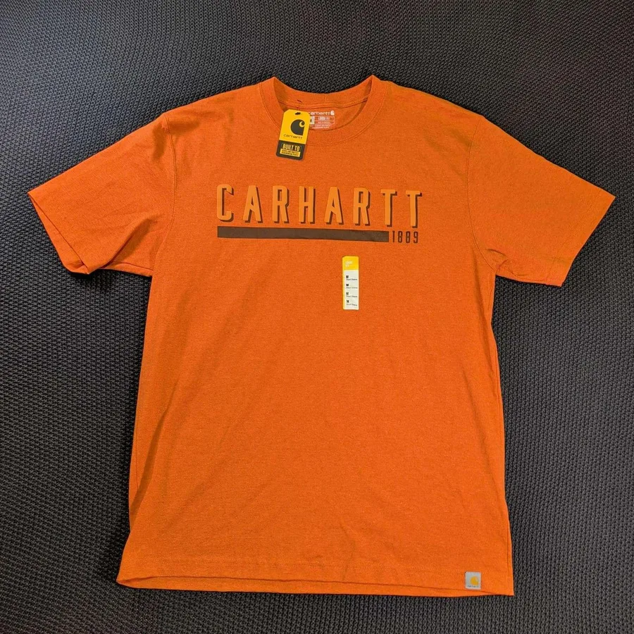 Carhartt Graphic T-Shirt Mens M Orange Loose Fit Heavyweight 105359-Q15