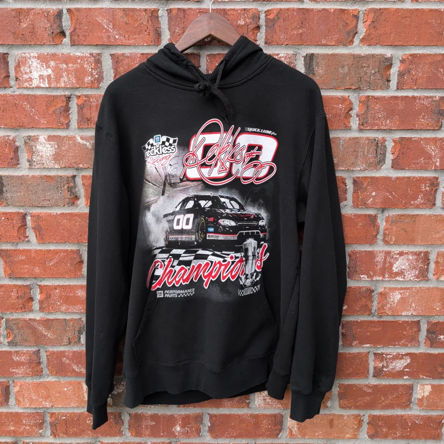 Reckless Racing NASCAR Hoodie Mens L Black Champions Graphic Pullover