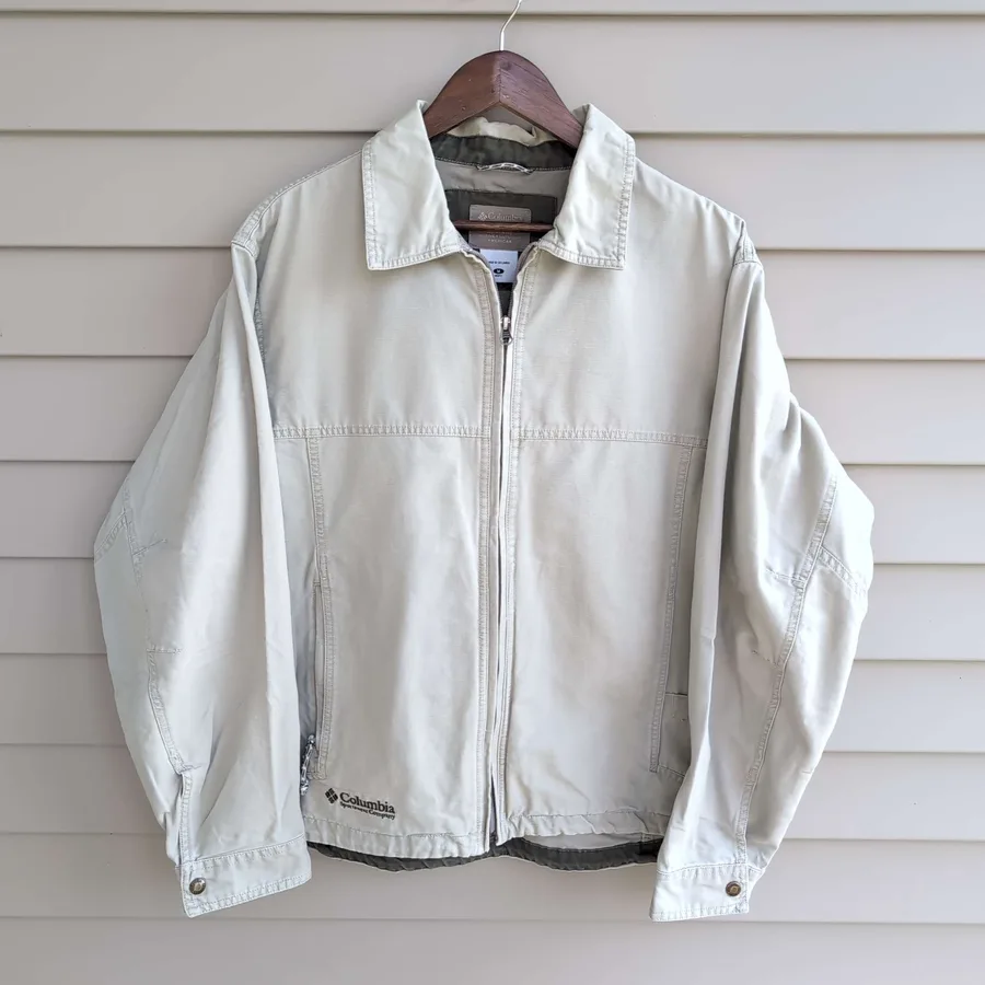 Columbia Sportswear Company Jacket Mens M Khaki Canvas Cotton Workwear Vintage