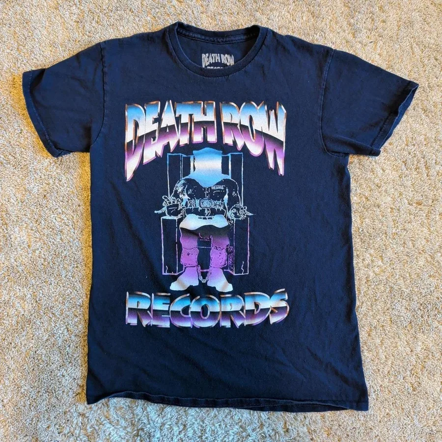 Death Row Records T-Shirt Mens S Black Graphic Electric Chair Logo Hip Hop Rap