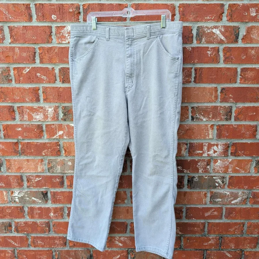 Sports Denim Pants Mens 40x30 Gray Straight Leg Workwear Made in USA Vintage