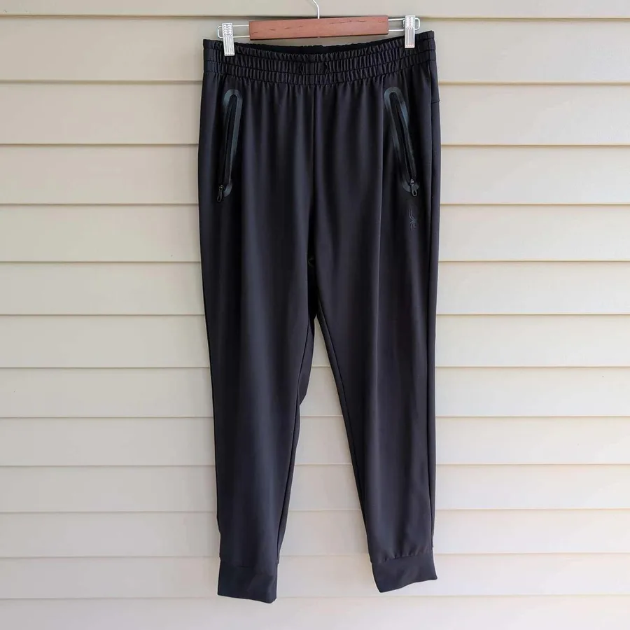 Spyder Active Jogger Pants Mens Medium Black Tapered Zip Pockets Athletic