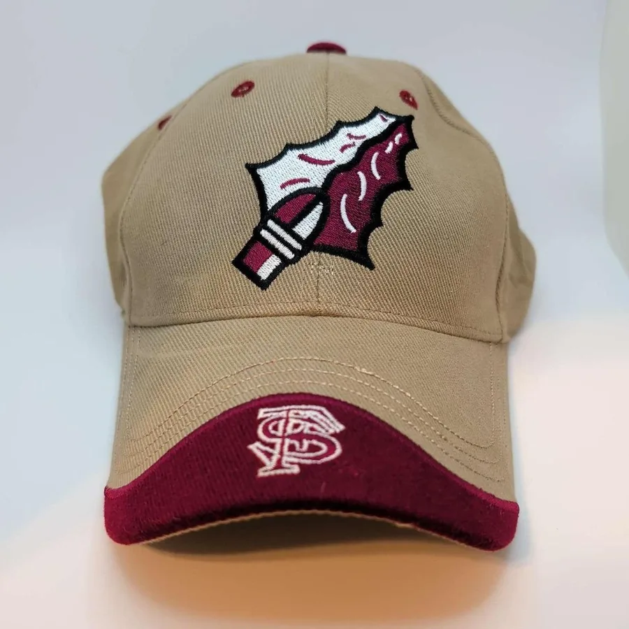 FSU Seminoles Hat Mens OSFM Khaki Garnet Arrowhead Cap