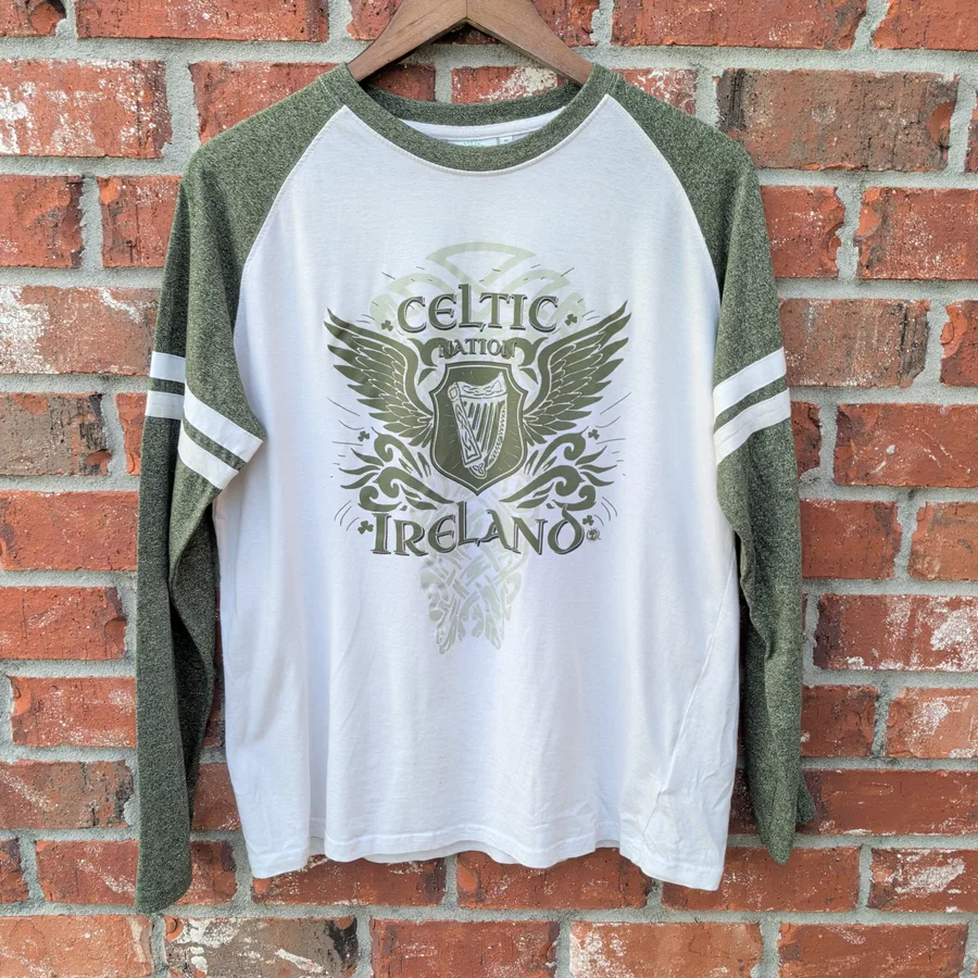Traditional Craftwear Celtic Nation Ireland Shirt Mens M Long Sleeve Raglan
