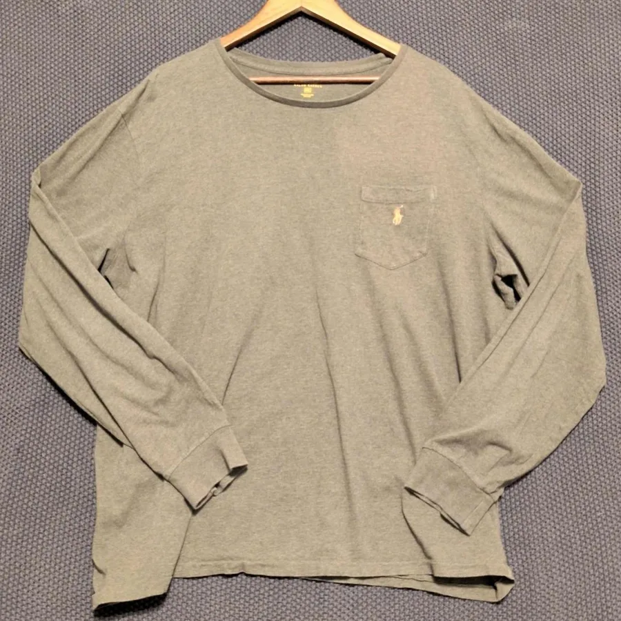 Polo Ralph Lauren Long Sleeve T-Shirt Mens XXL Olive Green Pocket Pony Logo
