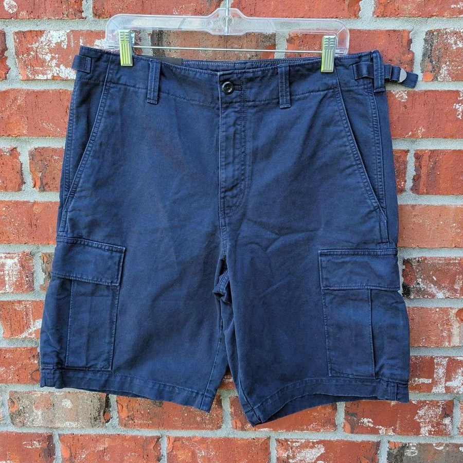 Banana Republic Cargo Shorts Mens 33 Blue Cotton Utility Side Cinch