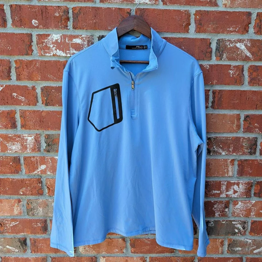 RLX Ralph Lauren Quarter Zip Pullover Mens XL Light Blue Performance
