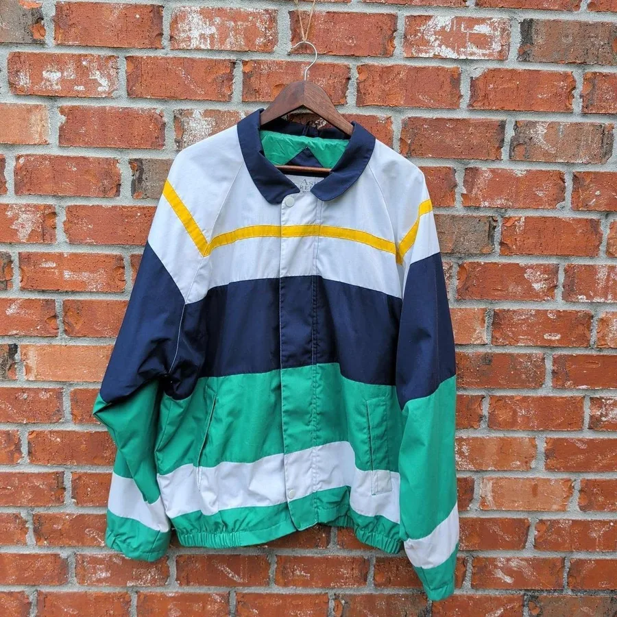 Ash Creek Trading Windbreaker Jacket Mens XXL Multicolor Colorblock Striped Zip