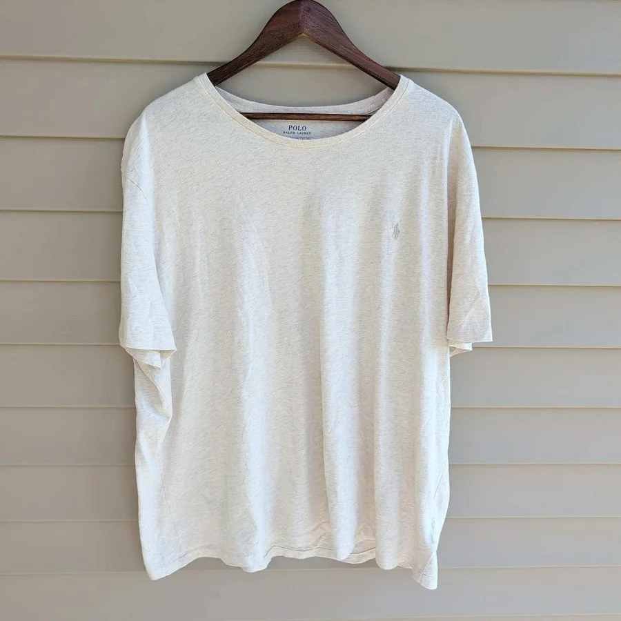 Polo Ralph Lauren T-Shirt Mens XXL Oatmeal Beige Short Sleeve Cotton Pony Logo