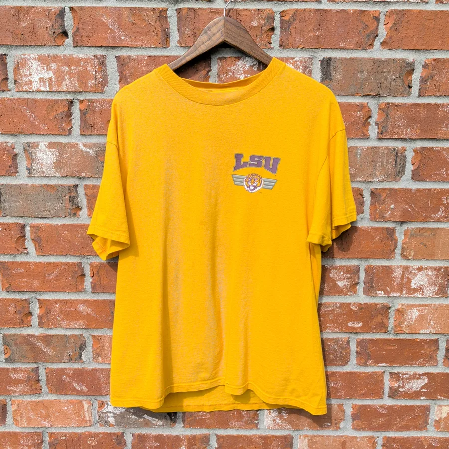 Vintage LSU Tigers T-Shirt Mens XL Gold Tultex 90s College Tee