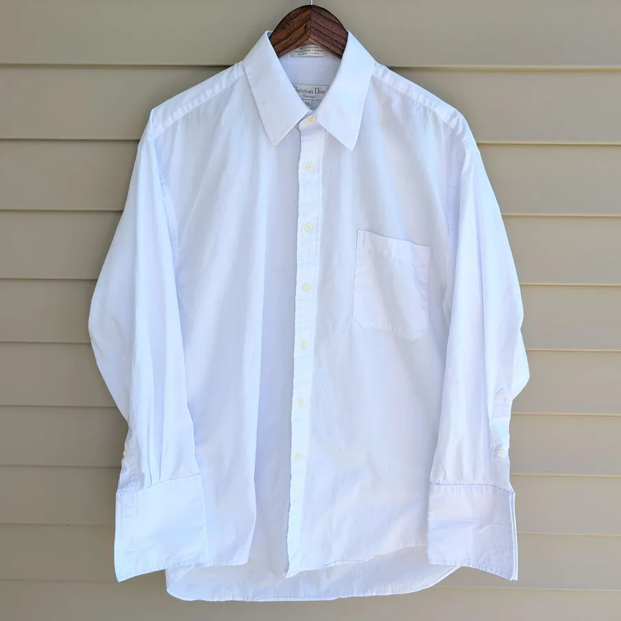 Christian Dior Chemise Mens 16.5 32/33 White Cotton Dress Shirt Vintage