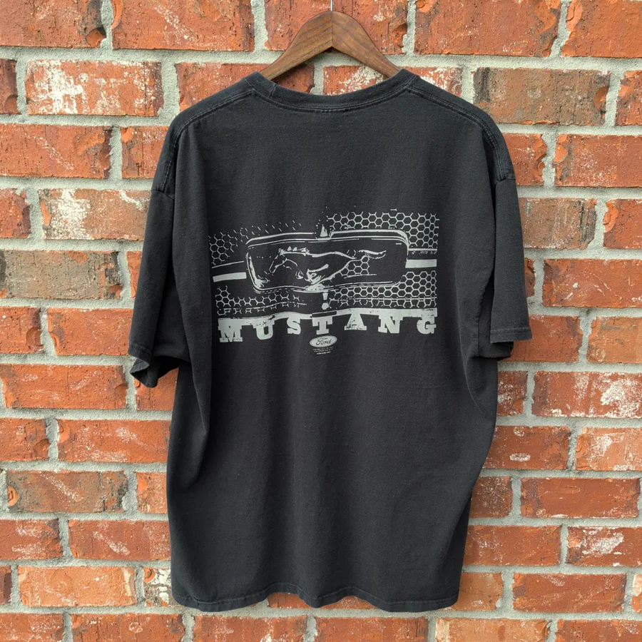 Ford Mustang Graphic T-Shirt Mens 2XL Black Hanes Heavyweight Racing Tee