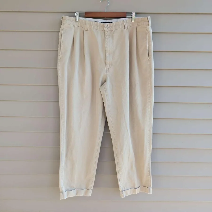 Polo Ralph Lauren Andrew Pant Mens 36x30 Tan Khaki Pleated Cuffed Chinos