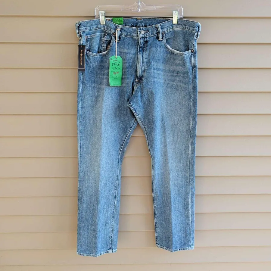 Polo Ralph Lauren Slim Straight Jeans Mens 38x30 Blue Medium Wash 018 NWT