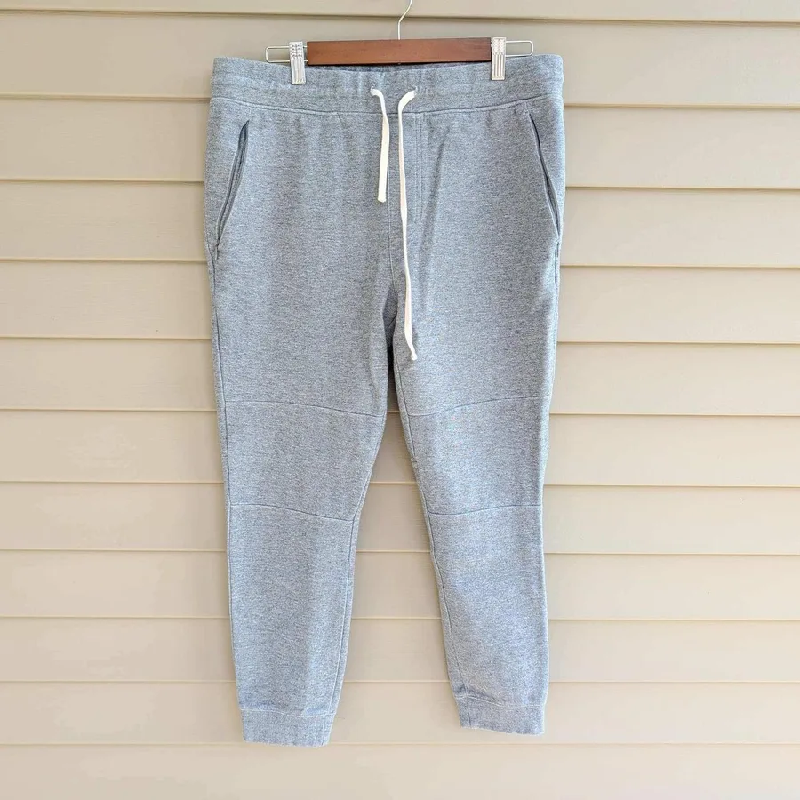 PacSun Joggers Mens L Gray Cotton Blend Fleece Tapered Sweatpants Knee Seams