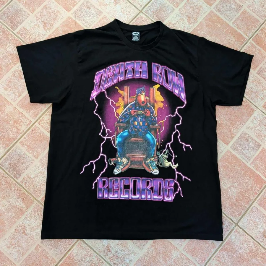 Death Row Records T Shirt Mens 4XL Black Snoop Dogg Electric Chair Graphic Tee
