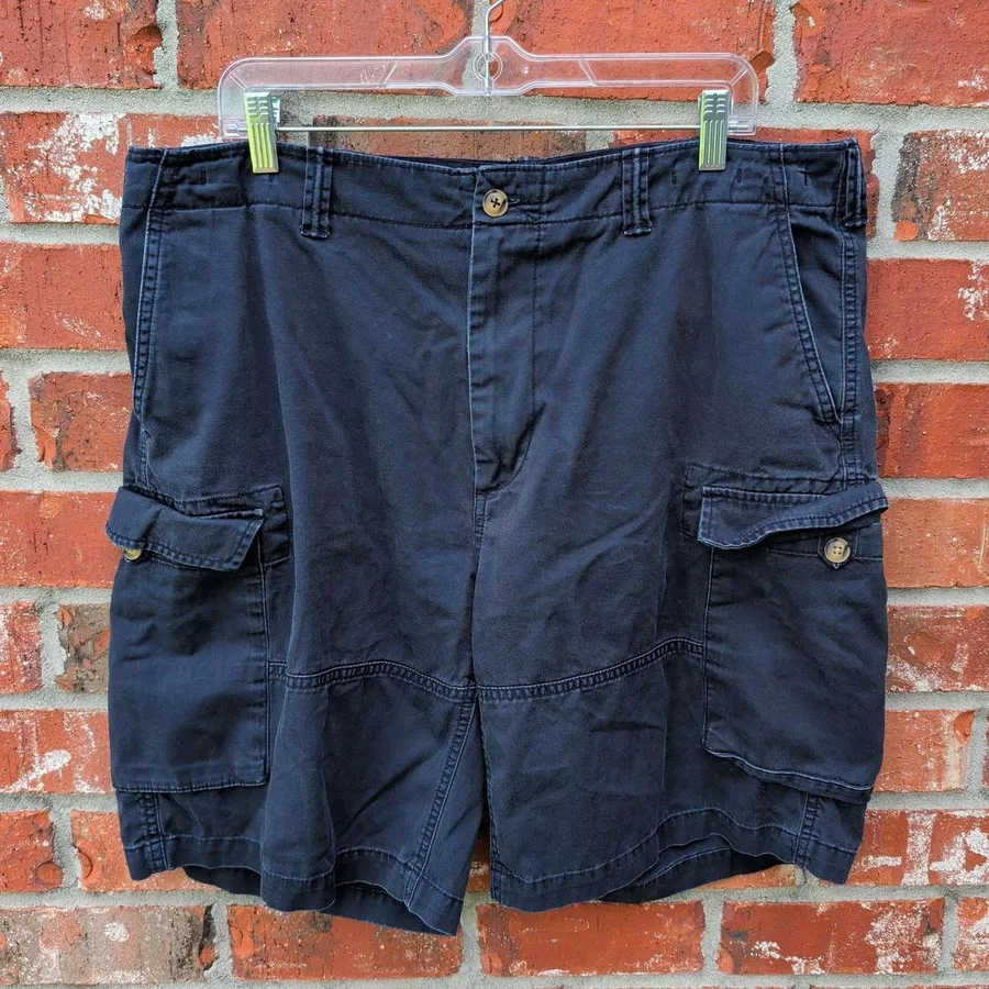 Polo Ralph Lauren Cargo Shorts Mens 36 Navy Blue Relaxed Fit Stretch Cotton