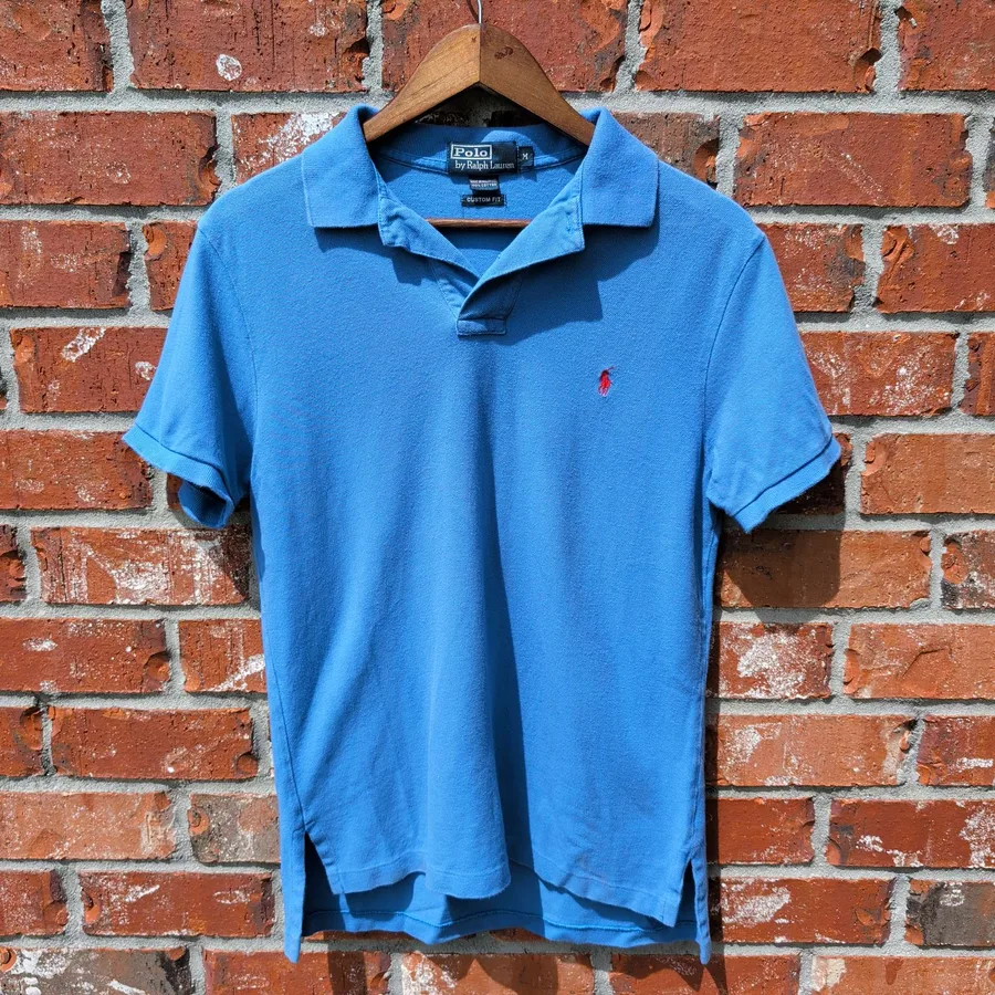 Polo by Ralph Lauren Custom Fit Polo Mens M Blue Pique Cotton Short Sleeve