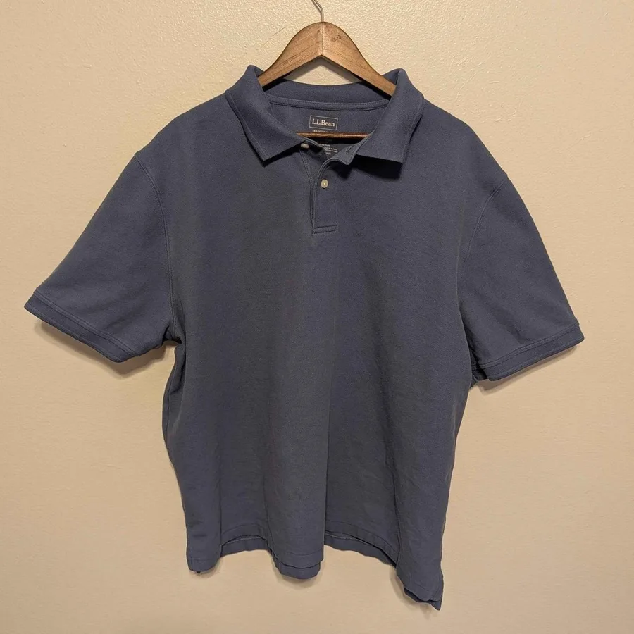 L.L. Bean Polo Shirt Mens 3XL Blue Traditional Fit Short Sleeve 100% Cotton