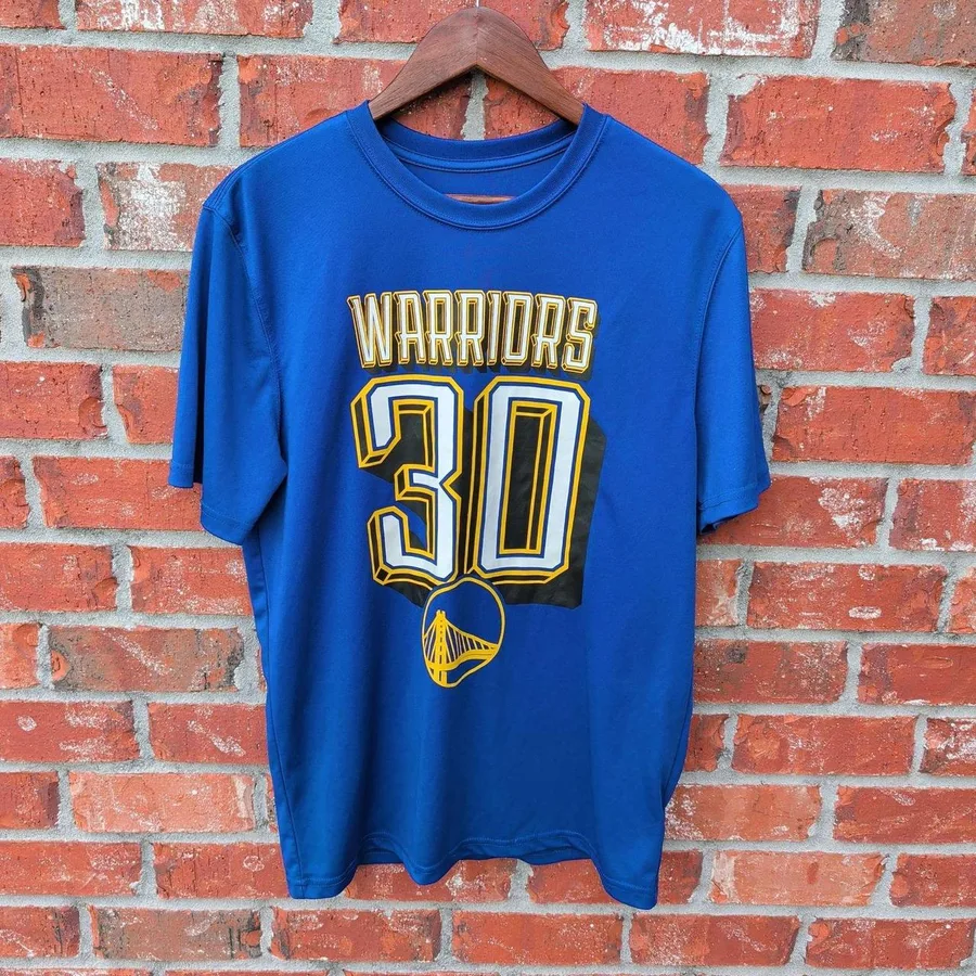 NBA Stephen Curry Warriors Shirt Mens Medium Blue #30 Graphic Tee Performance