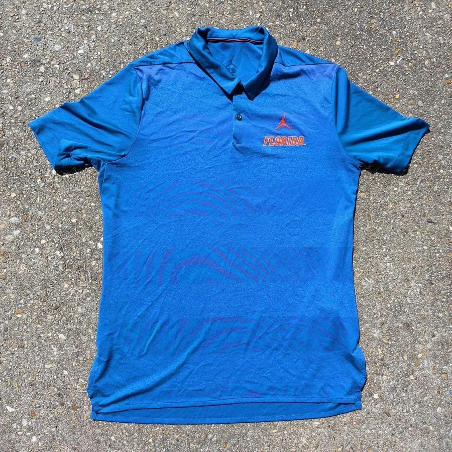 Jordan Florida Gators Polo Mens Large Blue Dri-FIT Short Sleeve Jumpman Logo