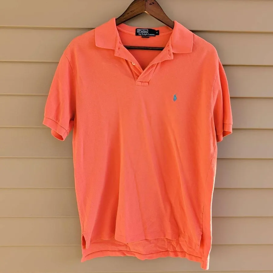 Polo Ralph Lauren Polo Shirt Mens M Coral Orange Short Sleeve Cotton Pique Pony