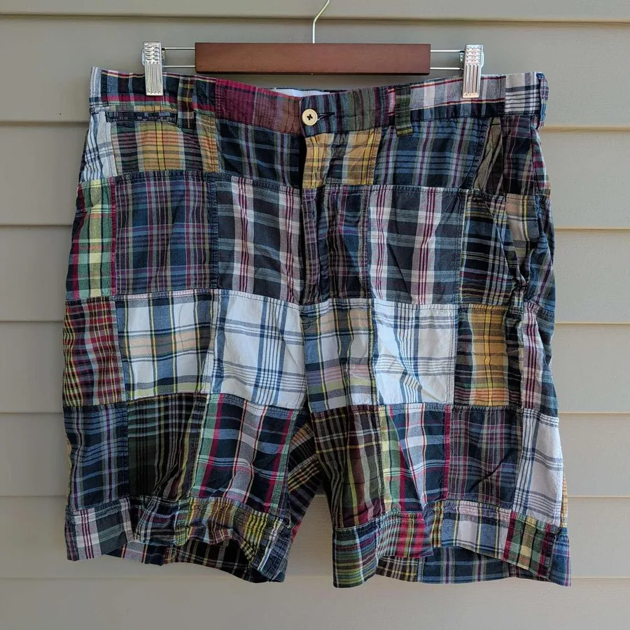 Polo Ralph Lauren Patchwork Plaid Shorts Mens 35 Multi-Color Madras Preppy 8in
