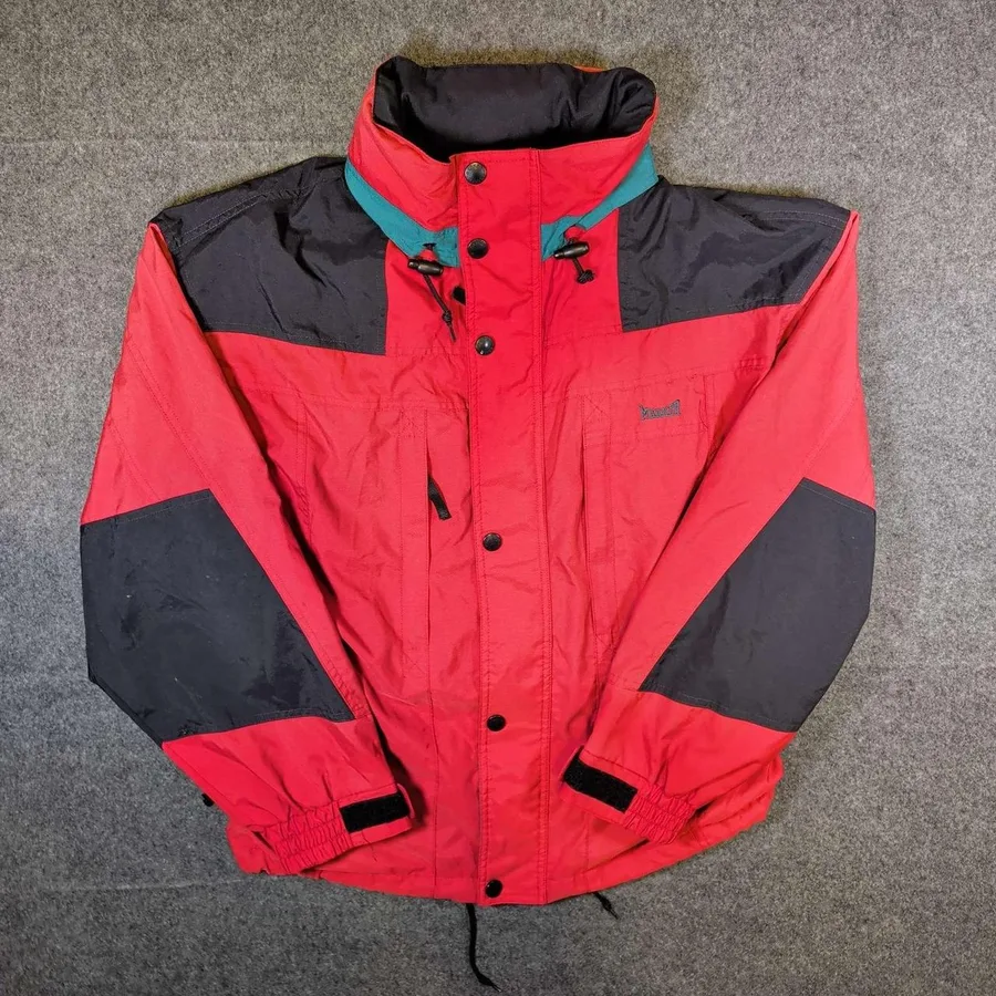 Marker LTD Ski Jacket Mens Medium Red Black Vintage Colorblock Nylon Hooded