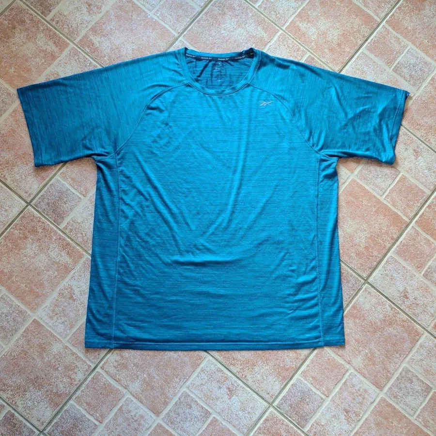 Reebok Performance T-Shirt Mens 3XL Blue Space Dye Raglan Short Sleeve 3RSMS1350