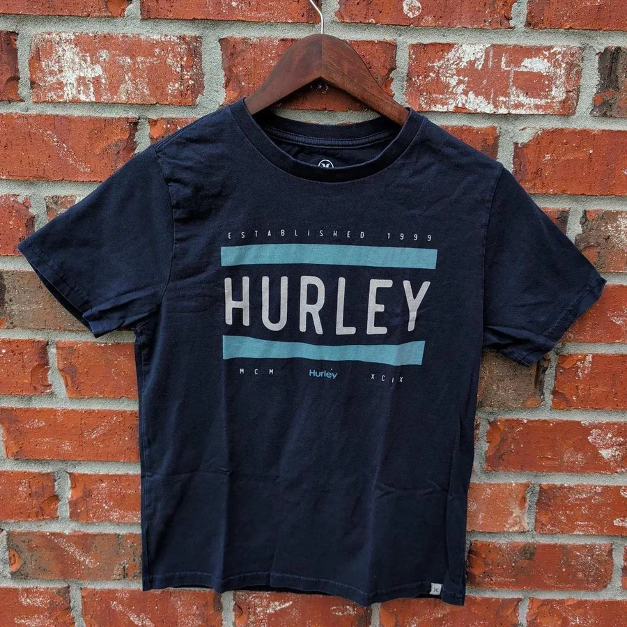 Hurley Graphic T-Shirt Mens Medium Navy Blue Established 1999 Short Sleeve Tee