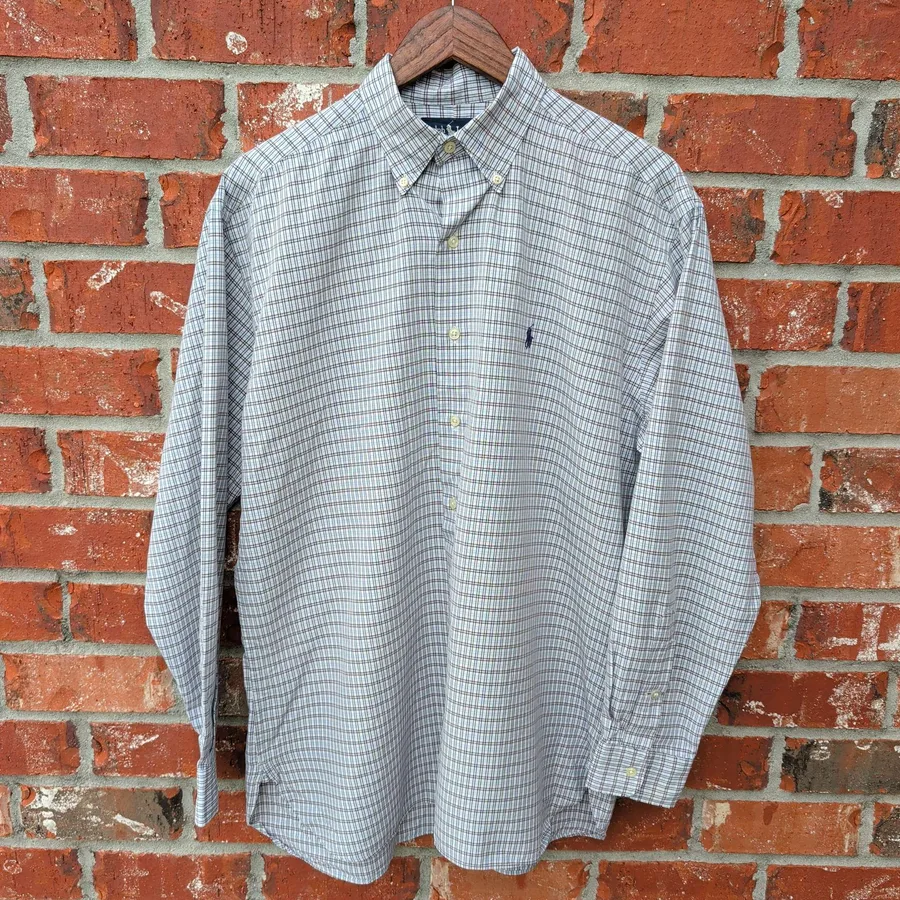 Ralph Lauren McMeel Plaid Shirt Mens M Blue Long Sleeve Button Down