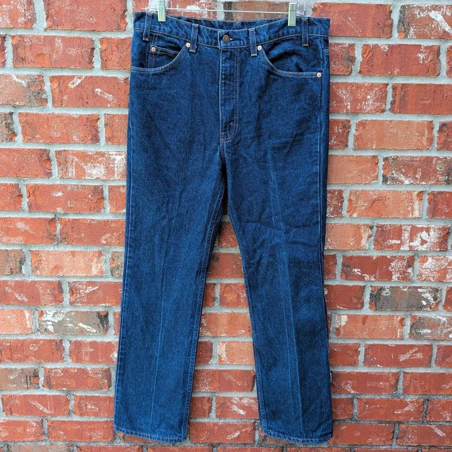Levi's 517 Bootcut Jeans Mens 36x32 Indigo Blue Orange Tab Made in USA 1989