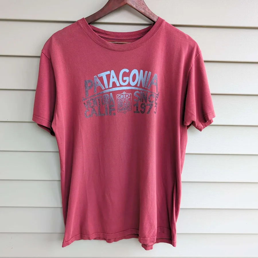 Patagonia Graphic T Shirt Mens L Slim Fit Red Ventura Since 1973 Logo Tee