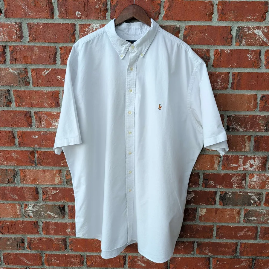 Ralph Lauren Oxford Shirt Mens 3XLT Tall White Short Sleeve Button Down