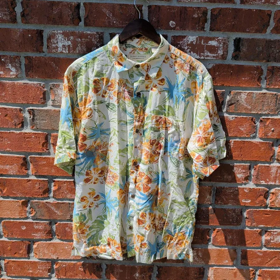 Island Republic Hawaiian Shirt Mens Large Multicolor Floral Tropical