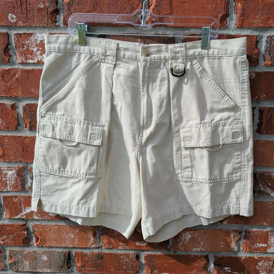 Columbia PFG Cargo Shorts Mens 36 Tan Cotton Canvas
