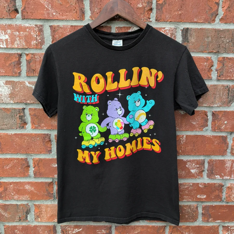 Care Bears Rollin With My Homies T-Shirt Small Black Roller Skate Graphic