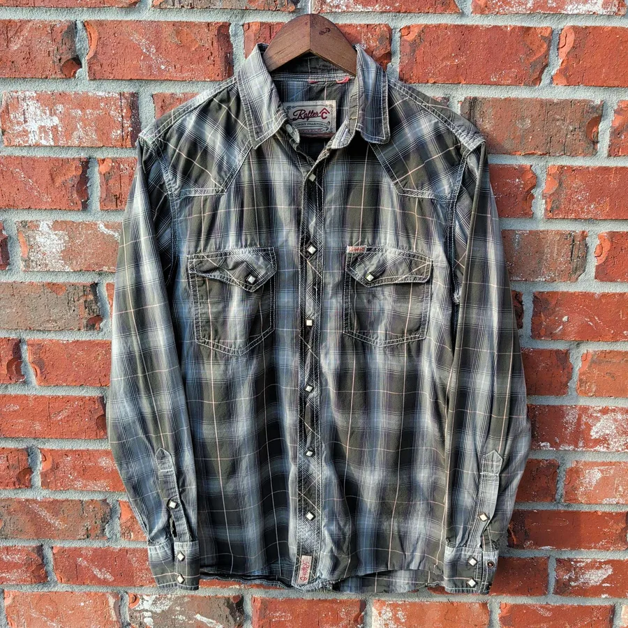 Rafter C Cowboy Collection Western Shirt Mens Plaid Pearl Snap Long Sleeve