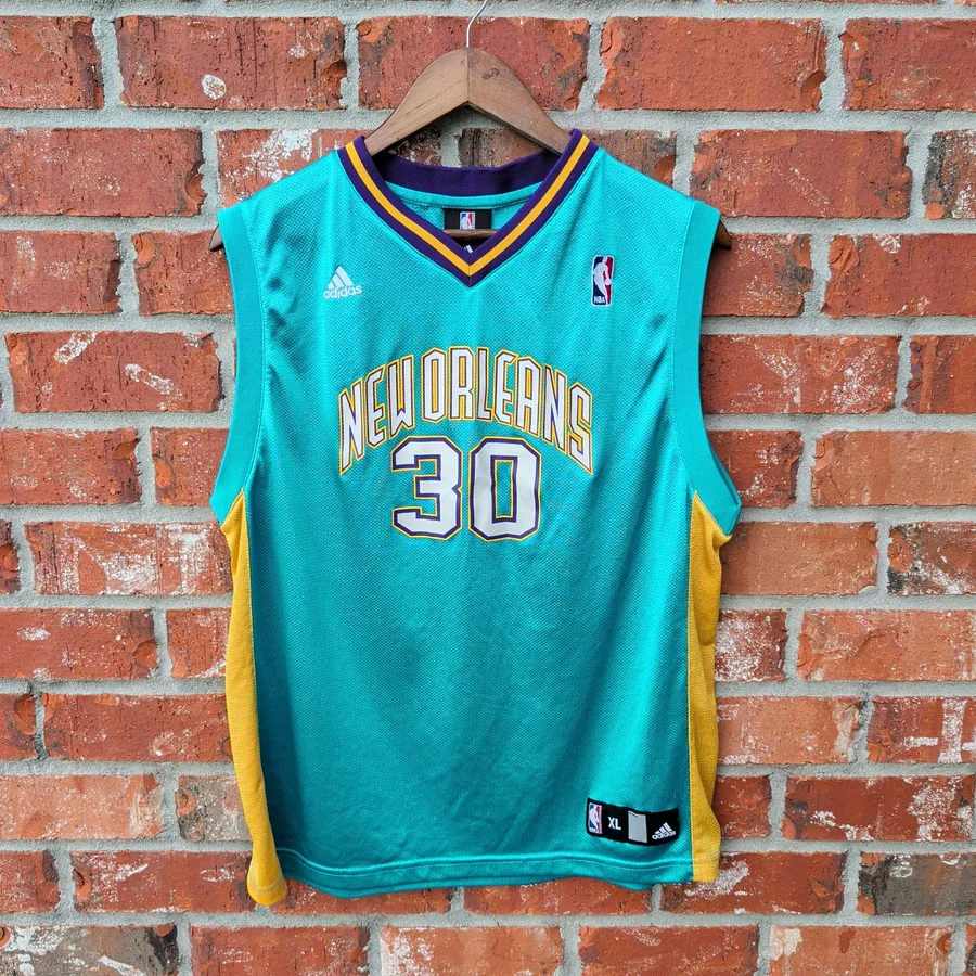 Adidas New Orleans Hornets David West Jersey Mens XL Teal NBA Swingman 30
